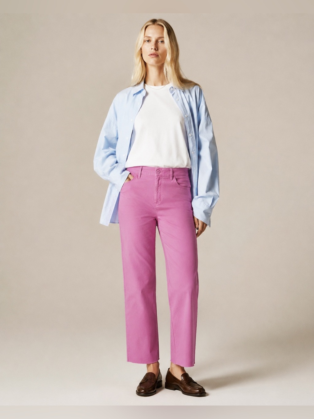J. Crew Pink Chino Ankle Pants Raw Hem Cotton Womens size 29